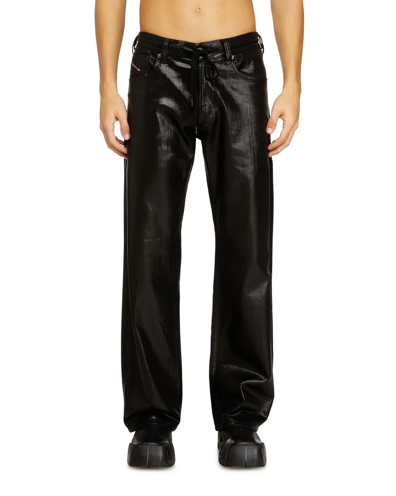 Diesel Relaxed Regular Waist 2080 D-Reel Joggjeans, Schwarz/Dunkelgrau, Reißverschluss Schwarz