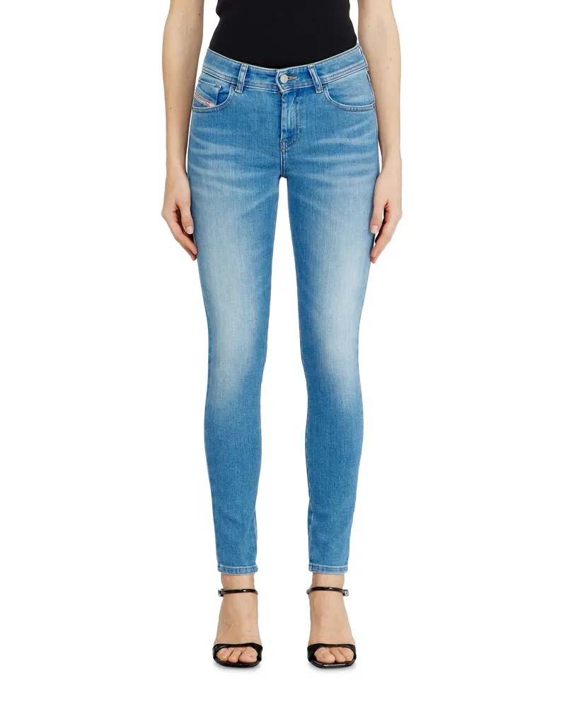 Diesel Skinny Jeans Regular Waist 2017 Slandy, Hellblau, Reißverschluss Blau