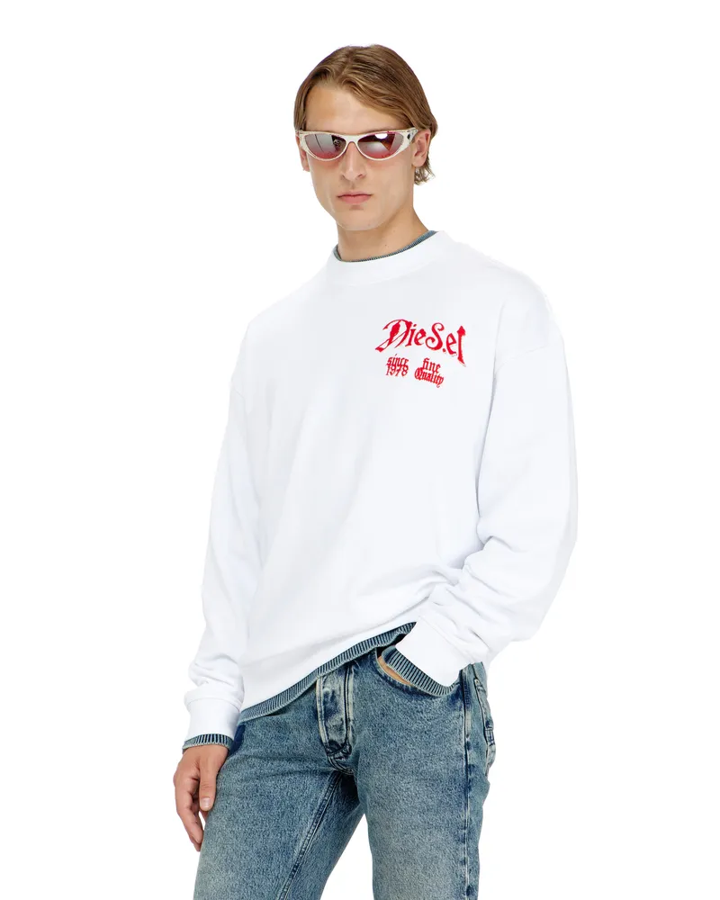 Diesel Sweatshirt aus Baumwolle mit Flockprint - Sweatshirts - Herren - Weiss Weiss