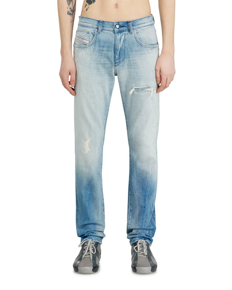 Diesel Slim Jeans Regular Waist 2019 D-Strukt, Hellblau, Reißverschluss Blau