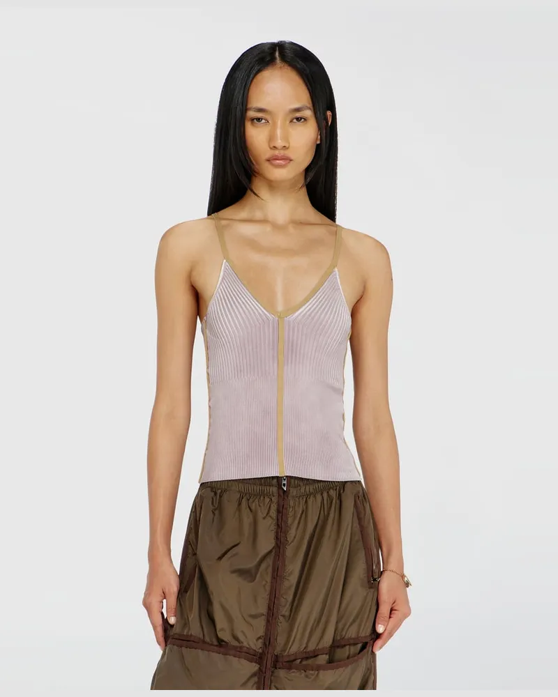Diesel Rippstrick-Cami-Top mit kontrastierenden Bändern - T-Shirts - Damen - Violett Violett