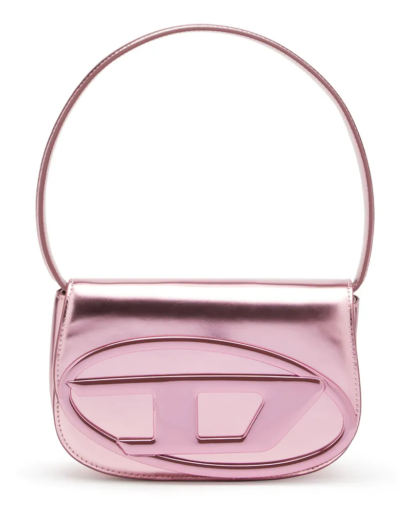 Diesel 1DR-Ikonische Schultertasche aus Spiegel-Leder - Schultertaschen - Damen - Rosa Rosa