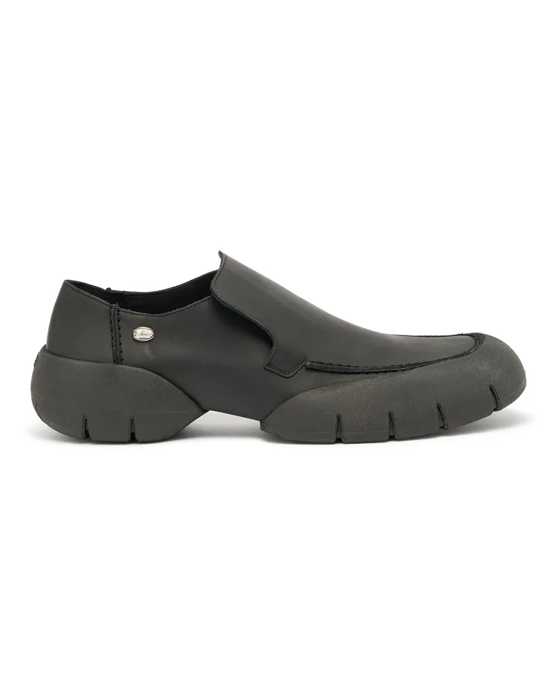 Diesel D-Mathieu-Loafer aus gebürstetem Leder mit Gummisohle - Mokassins und Mules - Herren - Schwarz Schwarz