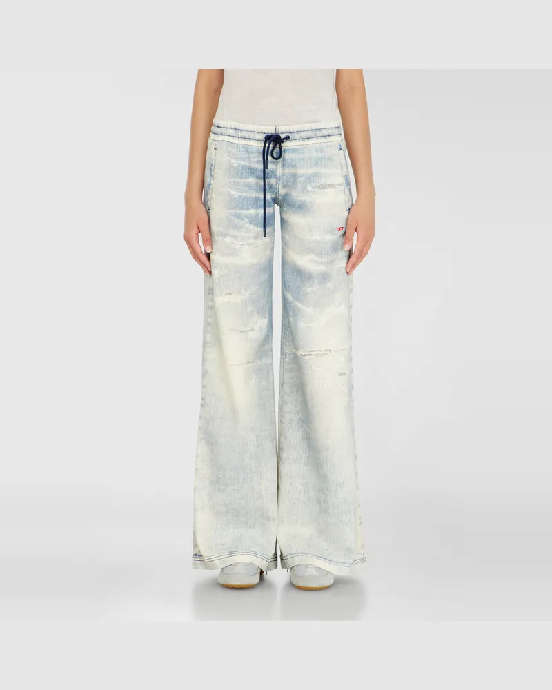 Diesel Relaxed Low Waist 2078 D-Ainty Joggjeans, Hellblau, Elastischer Bund Blau