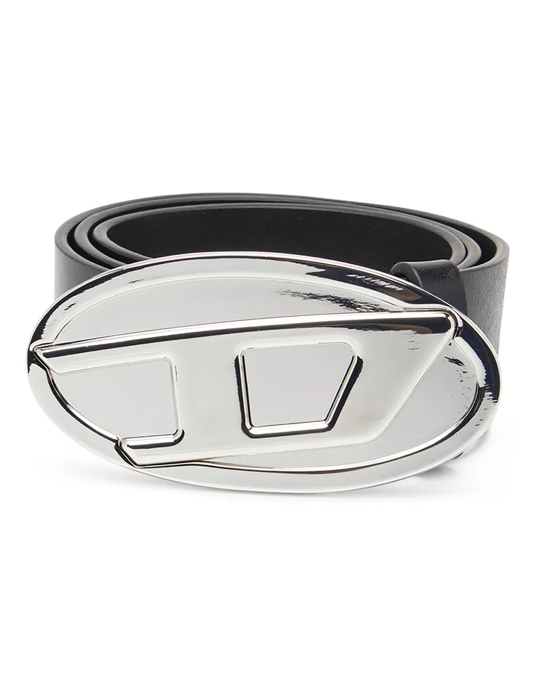 Diesel 4 cm breiter Gürtel aus Leder mit Oval D-Plakette - Gürtel - Damen - Schwarz Schwarz