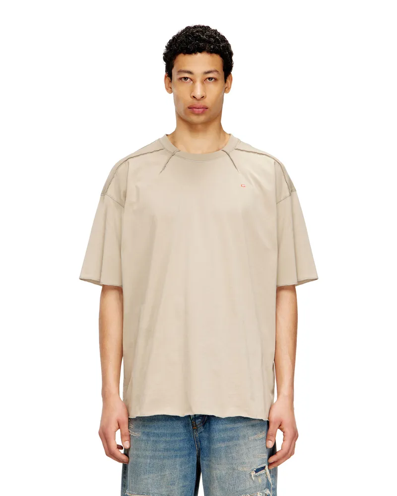Diesel Baumwoll-T-Shirt mit Mikrostickerei - T-Shirts - Herren - Beige Beige