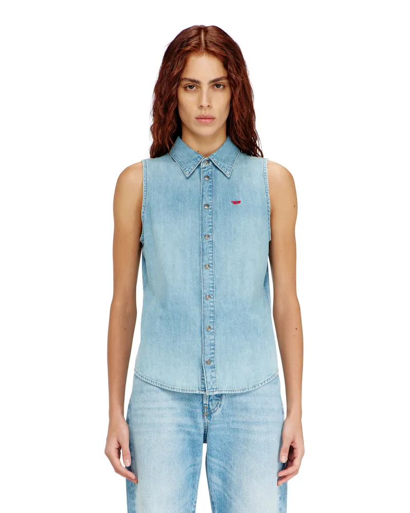 Diesel Ärmelloses Jeanshemd - Denimhemden - Damen - Blau Blau