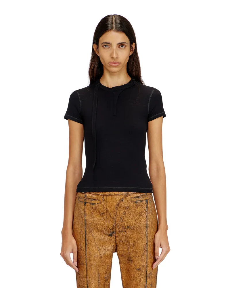Diesel Ripp-Jersey-Top mit Biker-Nackenriemen - Oberteile - Damen - Schwarz Schwarz