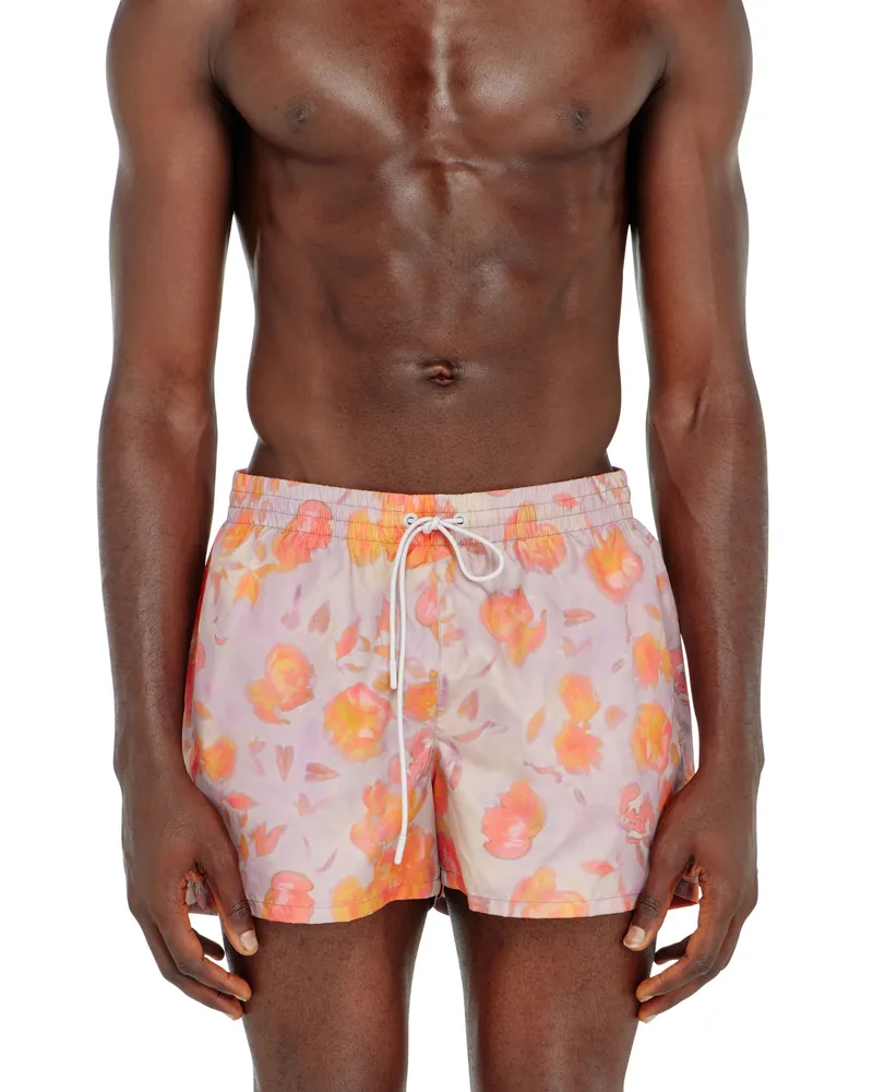 Diesel Metallische Badeshorts mit Blumenmuster - Badeshorts - Herren - Violett Violett