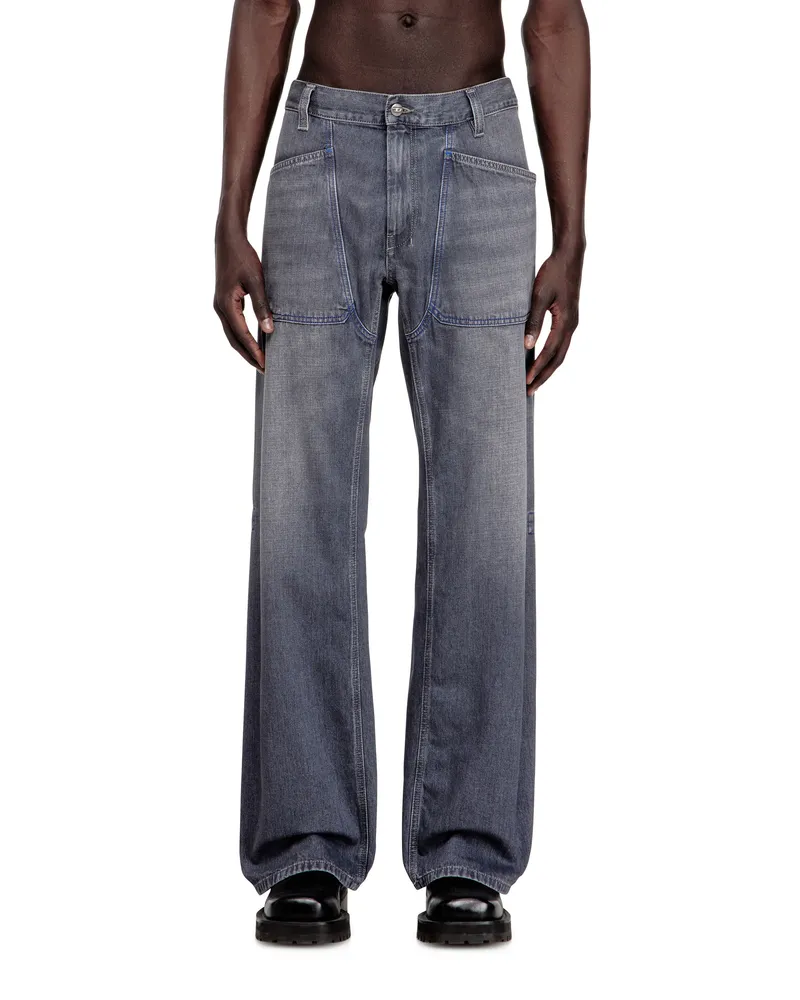 Diesel Relaxed Jeans Regular Waist D-Zeta, Grau, Reißverschluss Grau