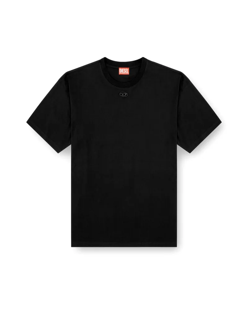 Diesel Locker geschnittenes Baumwoll-T-Shirt mit Oval D Stickerei - T-Shirts - Herren - Schwarz Schwarz