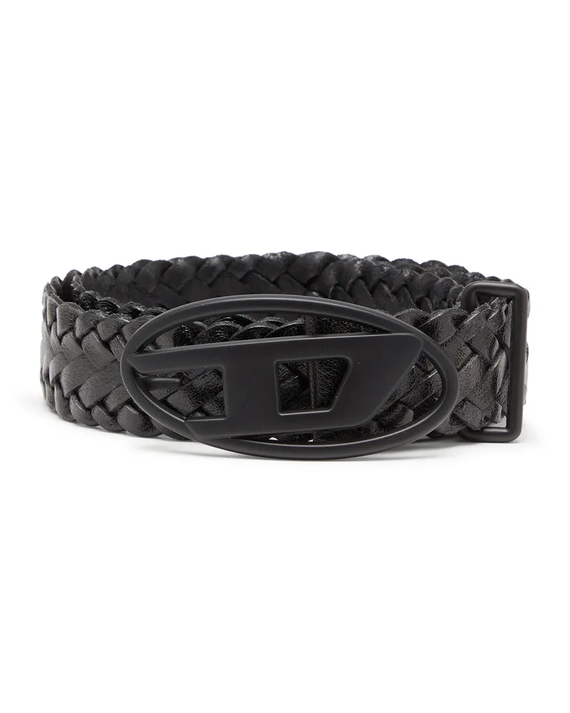 Diesel 4 cm geflochtener Ledergürtel - Gürtel - Unisex - Schwarz Schwarz
