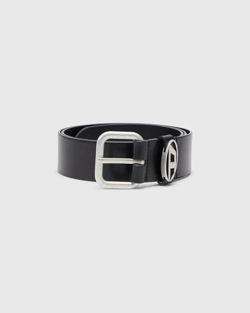 Diesel 4 cm breiter Ledergürtel mit Metallschnalle - Gürtel - Unisex - Schwarz Schwarz