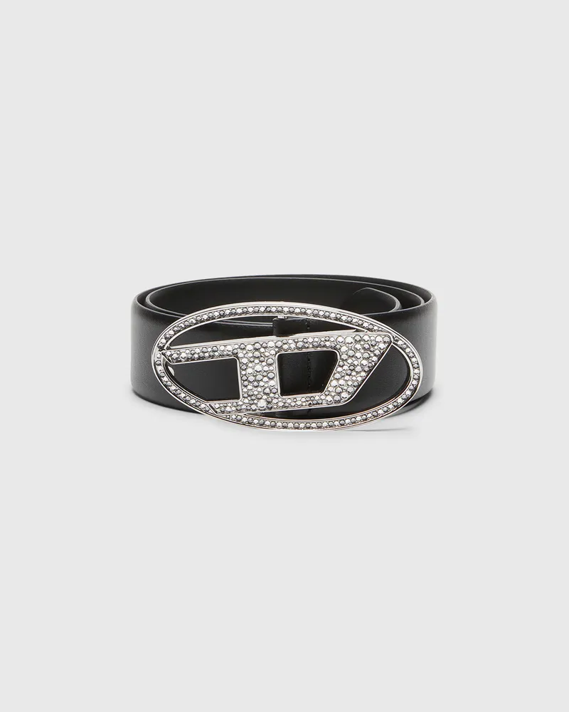 Diesel 4cm Gürtel aus Leder mit Kristall-Schnalle - Gürtel - Damen - Schwarz Schwarz