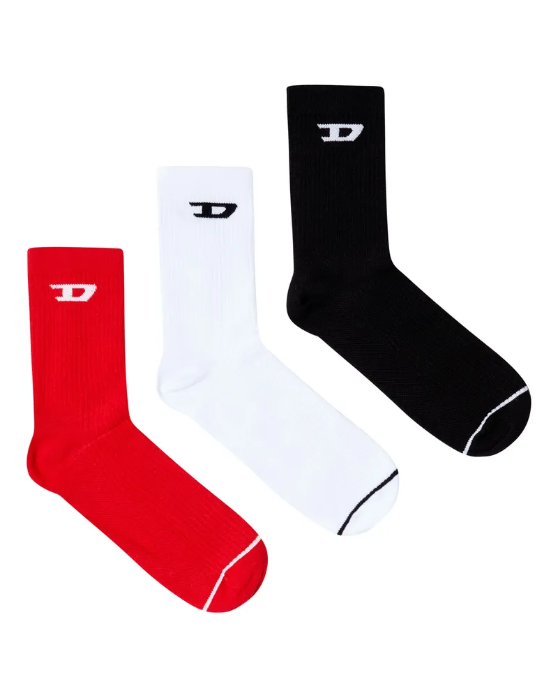 Diesel Rippenstricksocken im Dreierpack mit D-Logo - Socken - Herren - Bunt Bunt