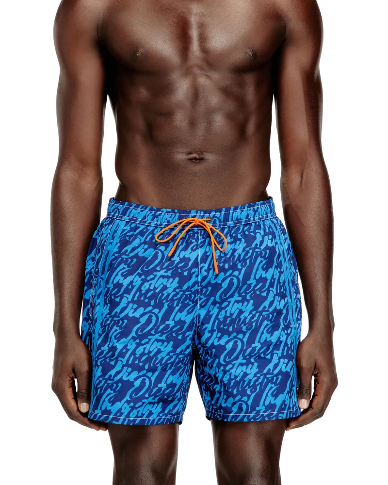 Diesel Badeshorts mit Allover-Logoprint - Badeshorts - Herren - Blau Blau