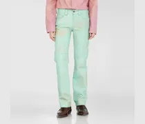 Hose aus behandeltem Leder - Hosen - Damen - Grün