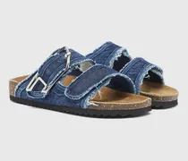 D-Woodstock - Sandale mit ausgefransten denim-riemen - Sandalen - Damen - Blau