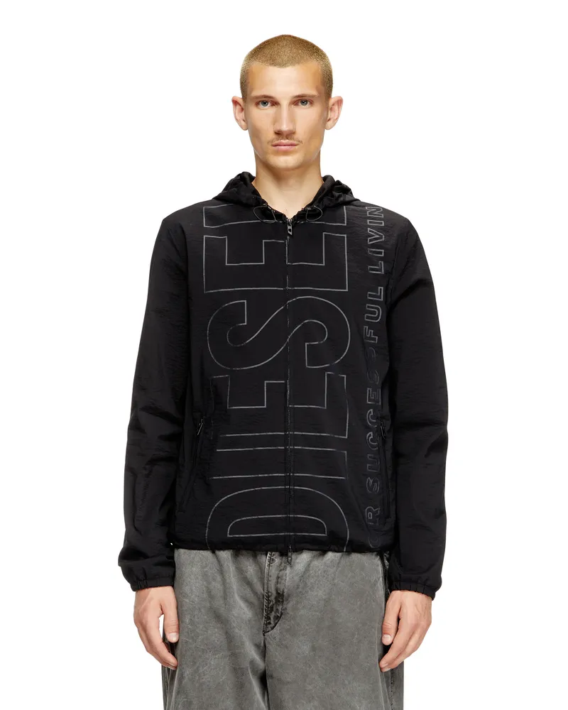 Diesel Jacke aus Nylon mit Umriss-Logo - Jacken - Herren - Schwarz Schwarz