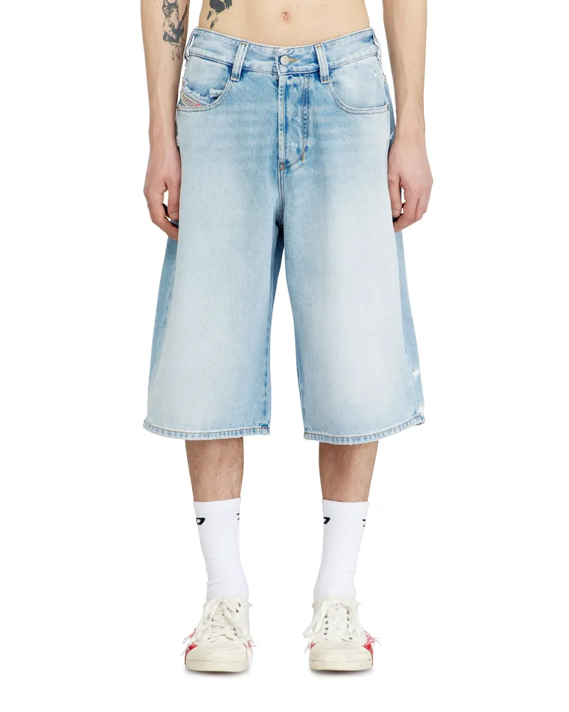 Diesel Shorts aus Denim mit Destroyed-Effekt - Denim Kurze Hose - Unisex - Blau Blau
