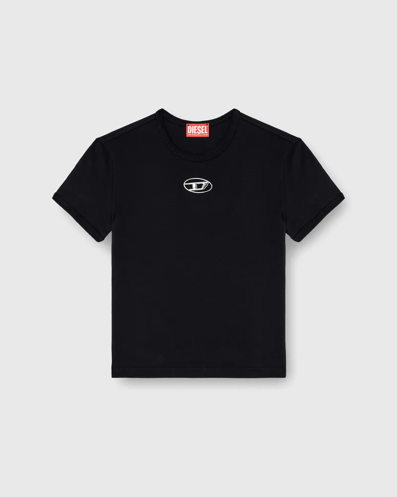 Diesel T-Shirt in schmalem Fit mit Cut-out-Oval D - T-Shirts - Damen - Schwarz Schwarz