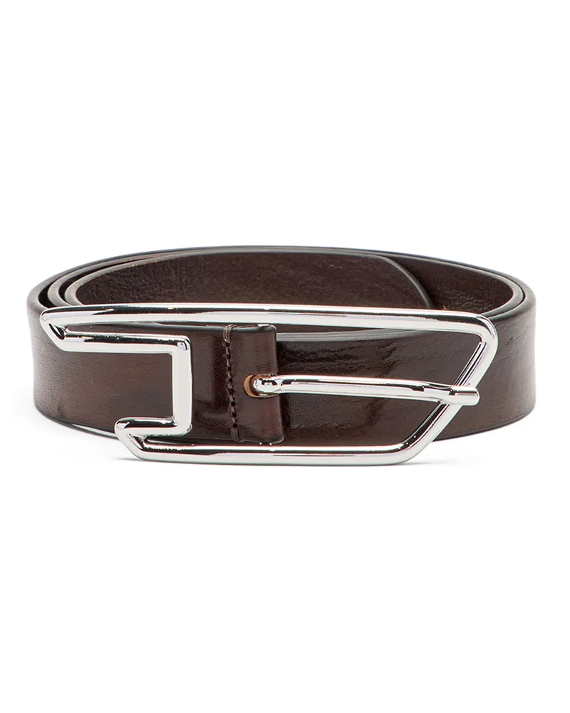 Diesel 3 cm breiter Gürtel aus gewachstem Leder mit D-Logo-Schnalle - Gürtel - Unisex - Braun Braun