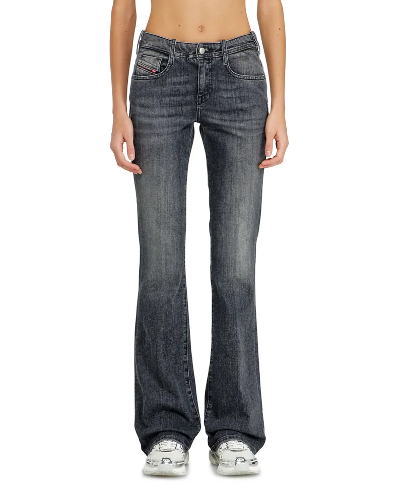 Diesel Bootcut Jeans Low Waist 1969 D-Ebbey, Schwarz/Dunkelgrau, Reißverschluss Schwarz
