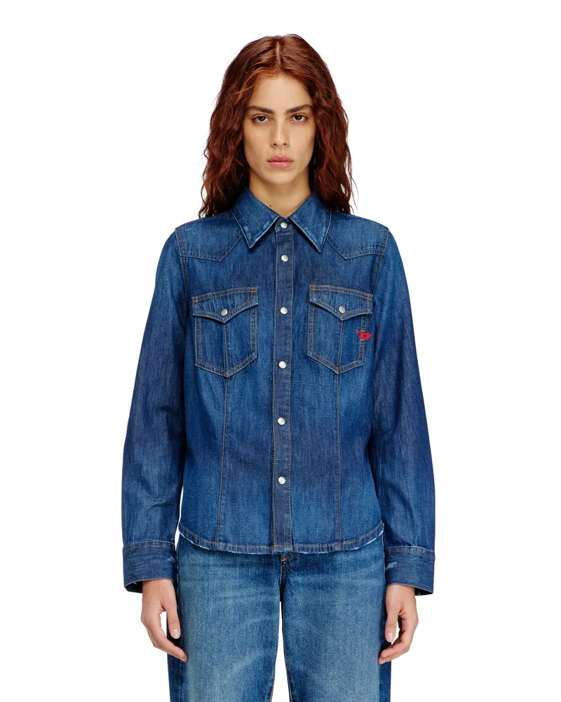 Diesel Westernhemd aus Clean-Wash-Denim - Denimhemden - Damen - Blau Blau