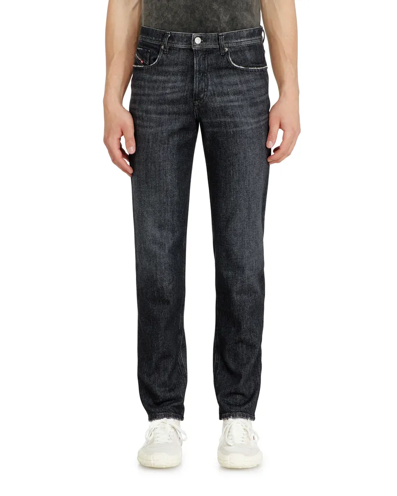 Diesel Regular Jeans Regular Waist 2023 D-Finitive, Schwarz/Dunkelgrau, Knopfverschluss Schwarz