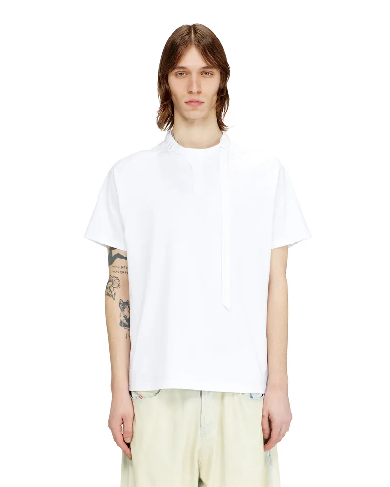 Diesel T-Shirt mit Biker-Halsriemen - T-Shirts - Herren - Weiss Weiss