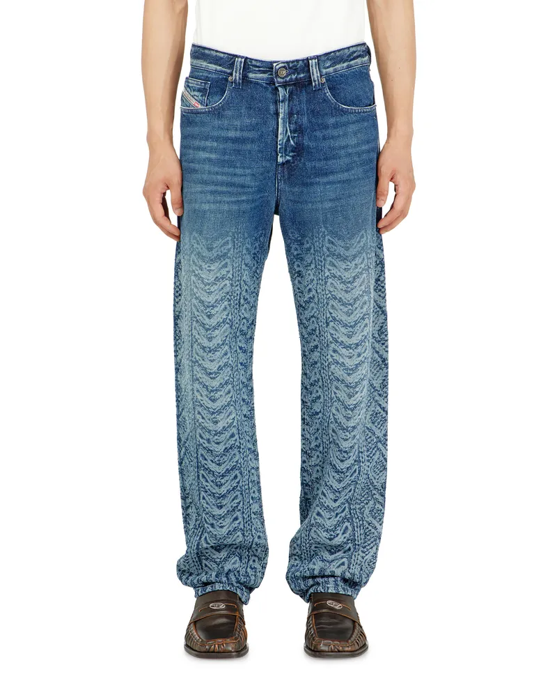 Diesel Regular Jeans Regular Waist 2024 D-Macs, Dunkelblau, Knopfverschluss Blau