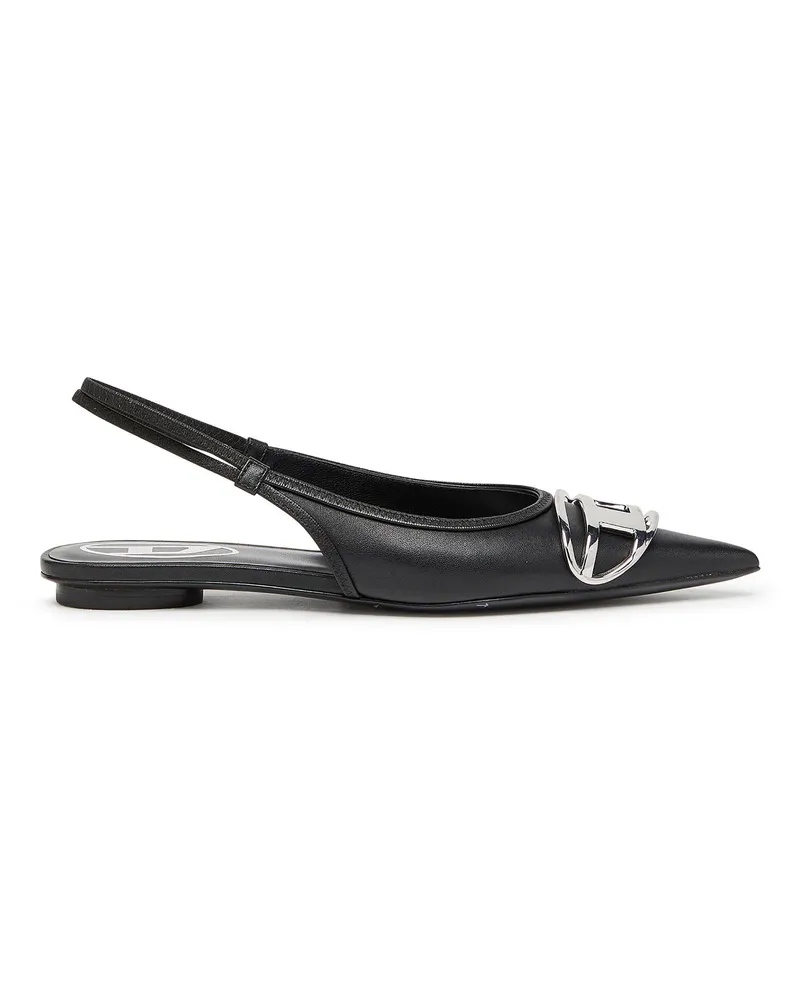 Diesel D-Venus-Flache Slingback-Schuhe aus Nappa-Leder - Mules - Damen - Schwarz Schwarz