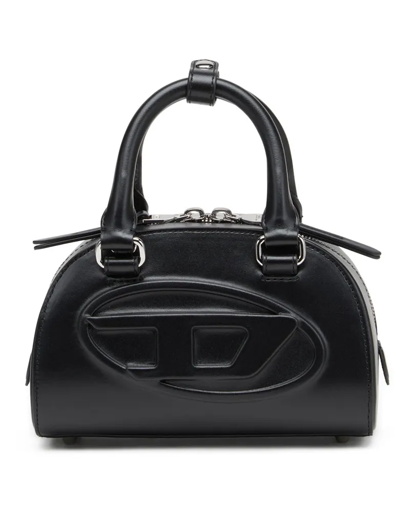 Diesel 1DR Dome-Mini-Bowling-Tasche aus Leder - Schultertaschen - Damen - Schwarz Schwarz