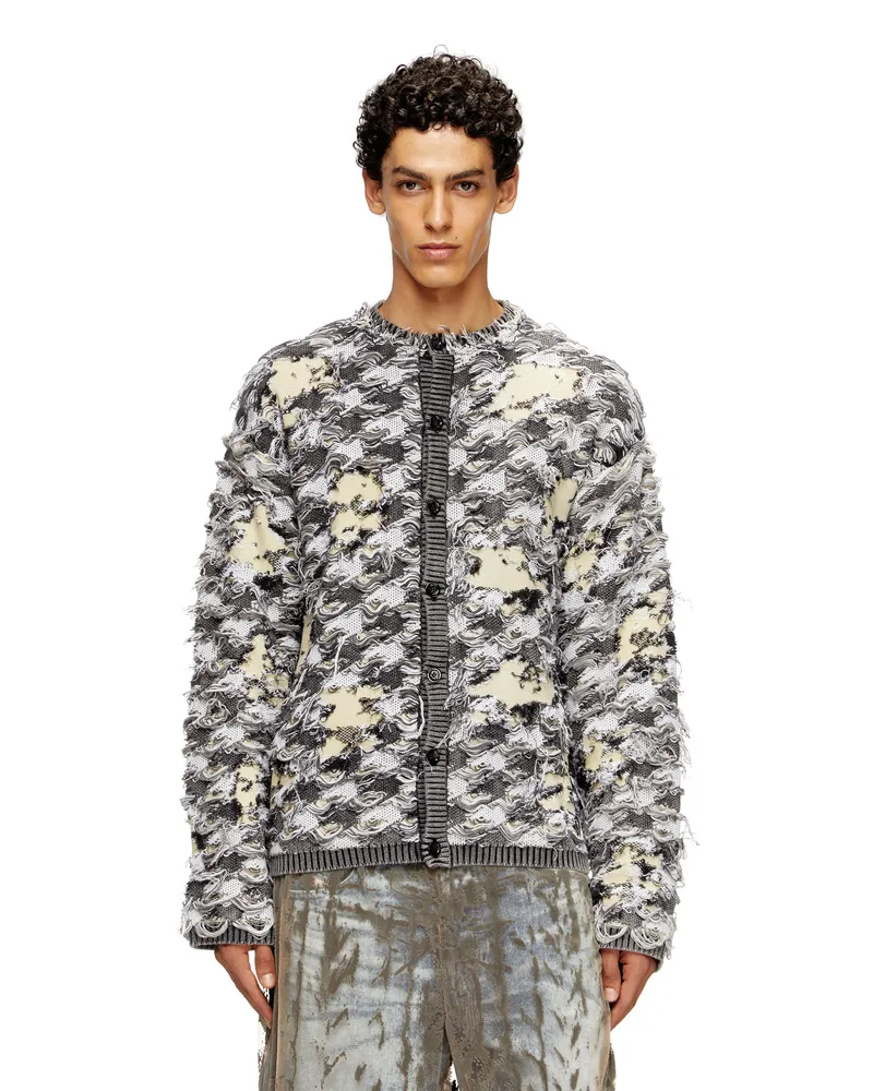 Diesel Strickjacke aus Dévoré-Hahnentritt-Jacquard - Strickwaren - Herren - Bunt Bunt