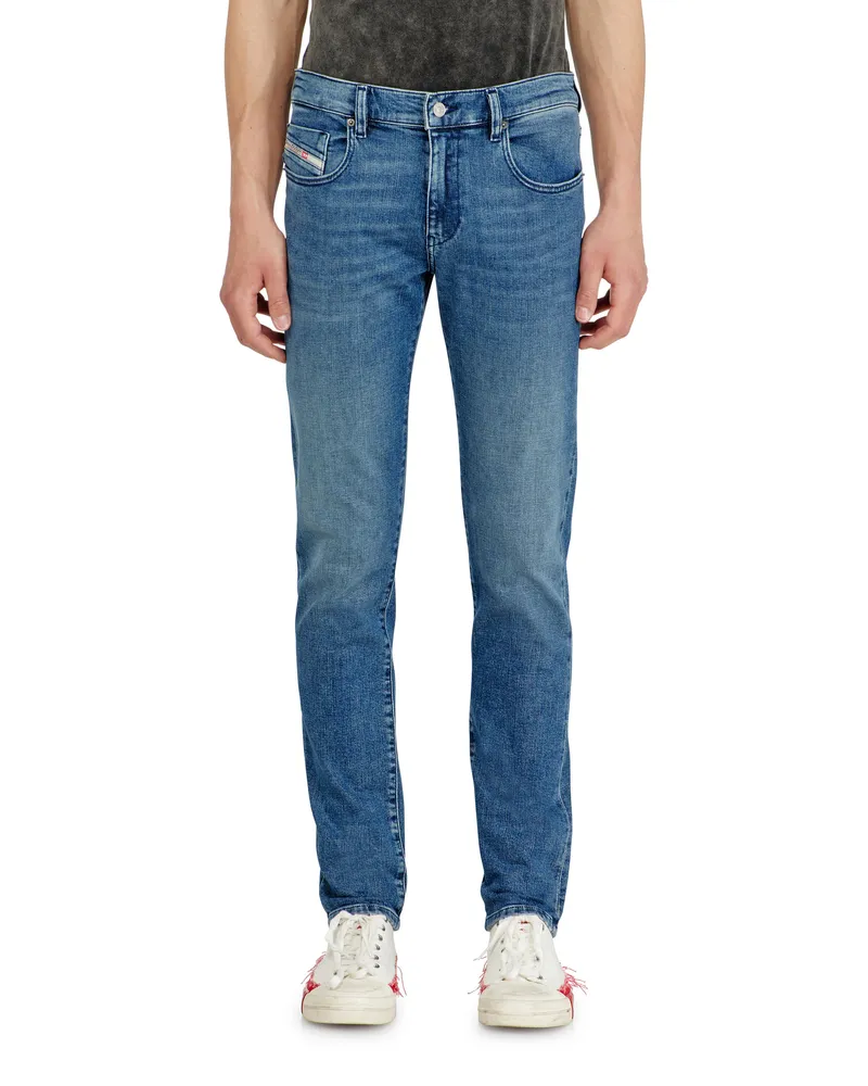 Diesel Slim Jeans Regular Waist 2019 D-Strukt, Mittelblau, Reißverschluss Blau