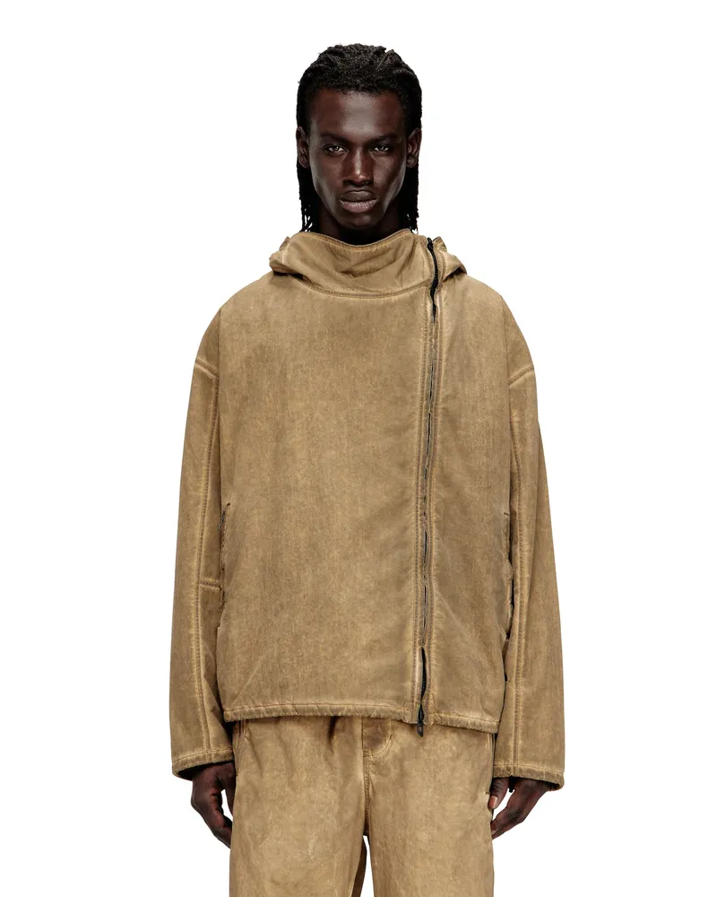 Diesel Schmutzeffekt-Kapuzenjacke aus Taslan - Jacken - Herren - Beige Beige
