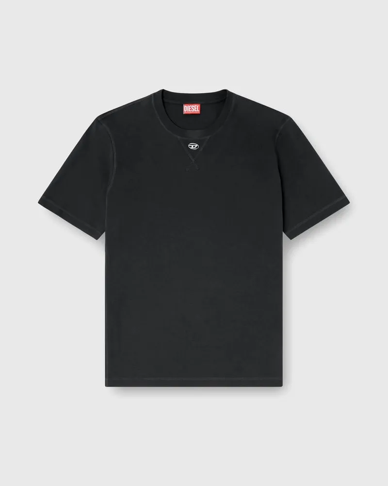 Diesel Reguläres T-Shirt mit Rundhalsausschnitt und ovalem D - T-Shirts - Herren - Schwarz Schwarz