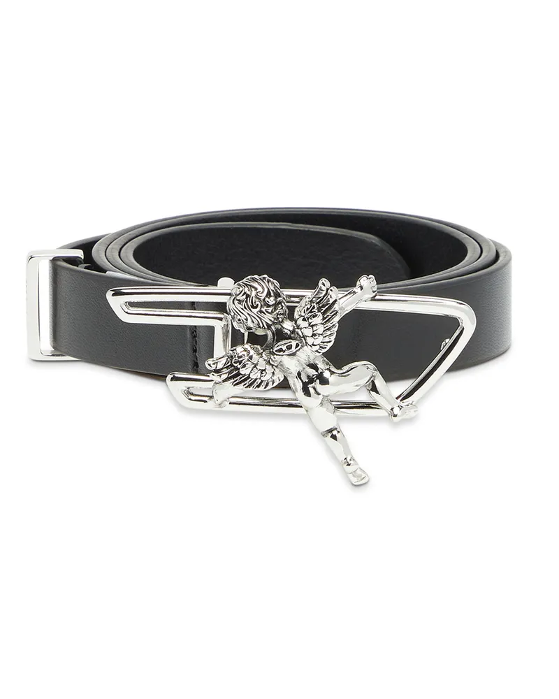 Diesel 2 cm Ledergürtel mit Cherub D Umriss-Schließe - Gürtel - Damen - Schwarz Schwarz