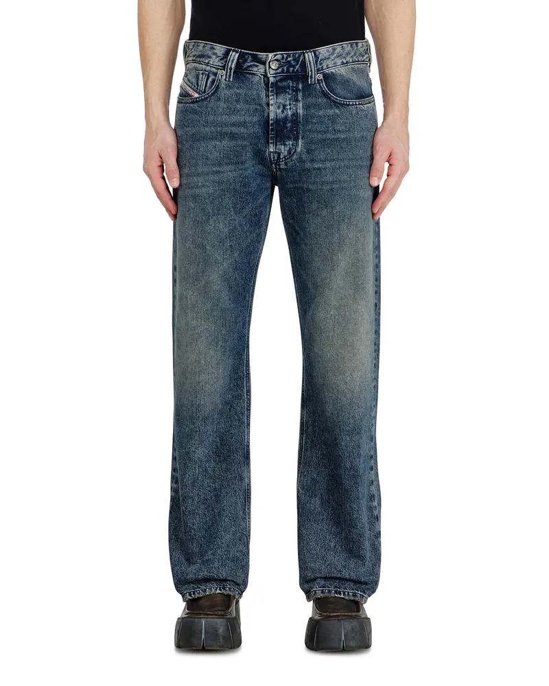 Diesel Relaxed Jeans Regular Waist 1980 D-Eeper, Dunkelblau, Knopfverschluss Blau