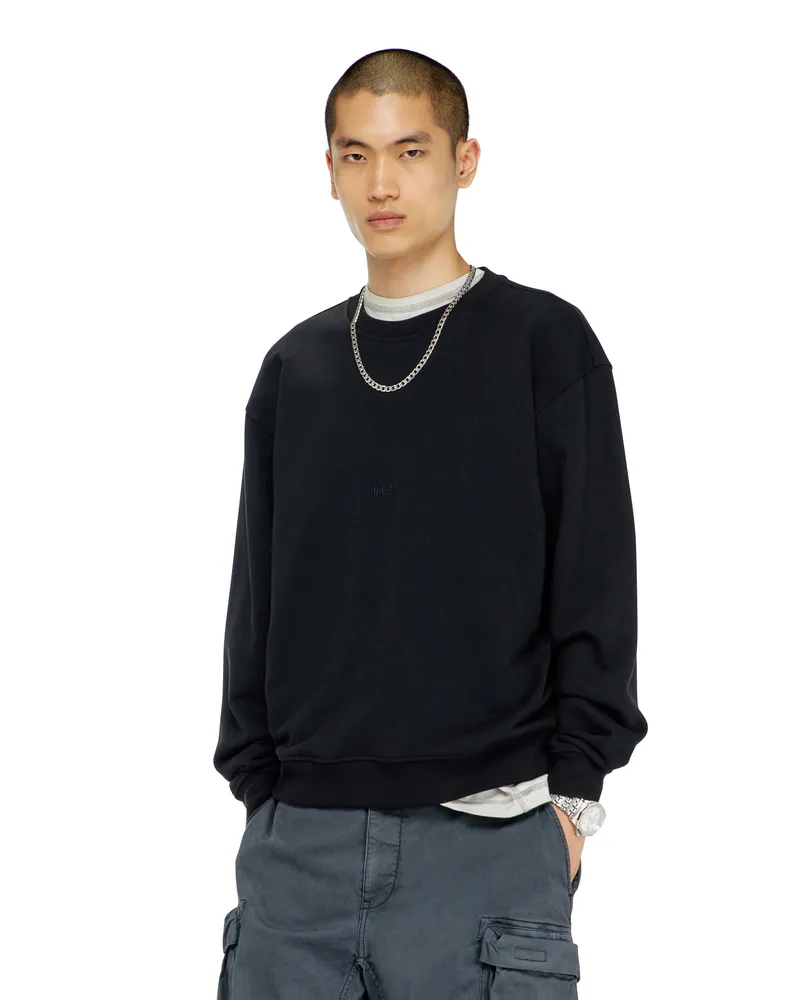 Diesel Baumwoll-Sweatshirt mit Mikro-Logo-Stickerei - Sweatshirts - Herren - Schwarz Schwarz