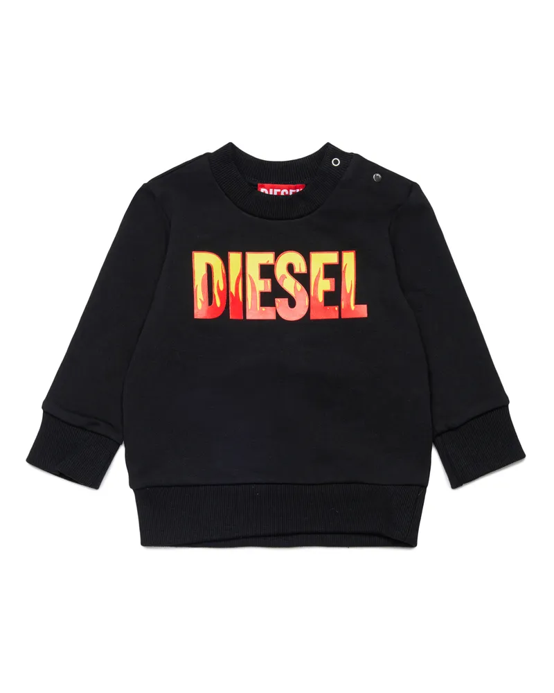 Diesel Sweatshirt mit Flammenlogo-Print - Sweatshirts - Herren - Schwarz Schwarz