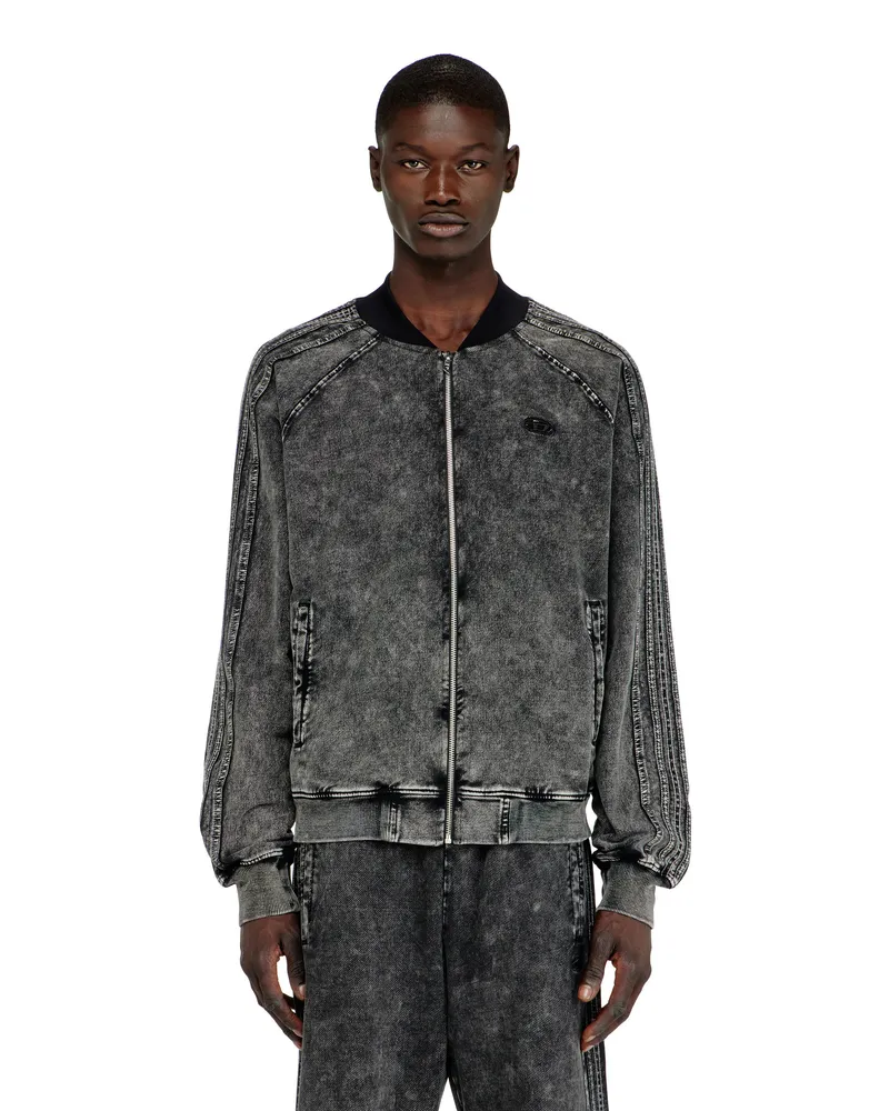 Diesel Reißverschluss-Sweatshirt mit Ärmelbändern - Sweatshirts - Herren - Schwarz Schwarz