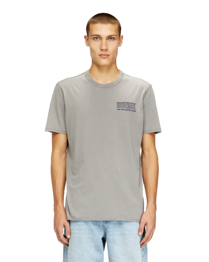 Diesel T-Shirt im Acid-Wash-Look mit rohen Kanten - T-Shirts - Herren - Grau Grau