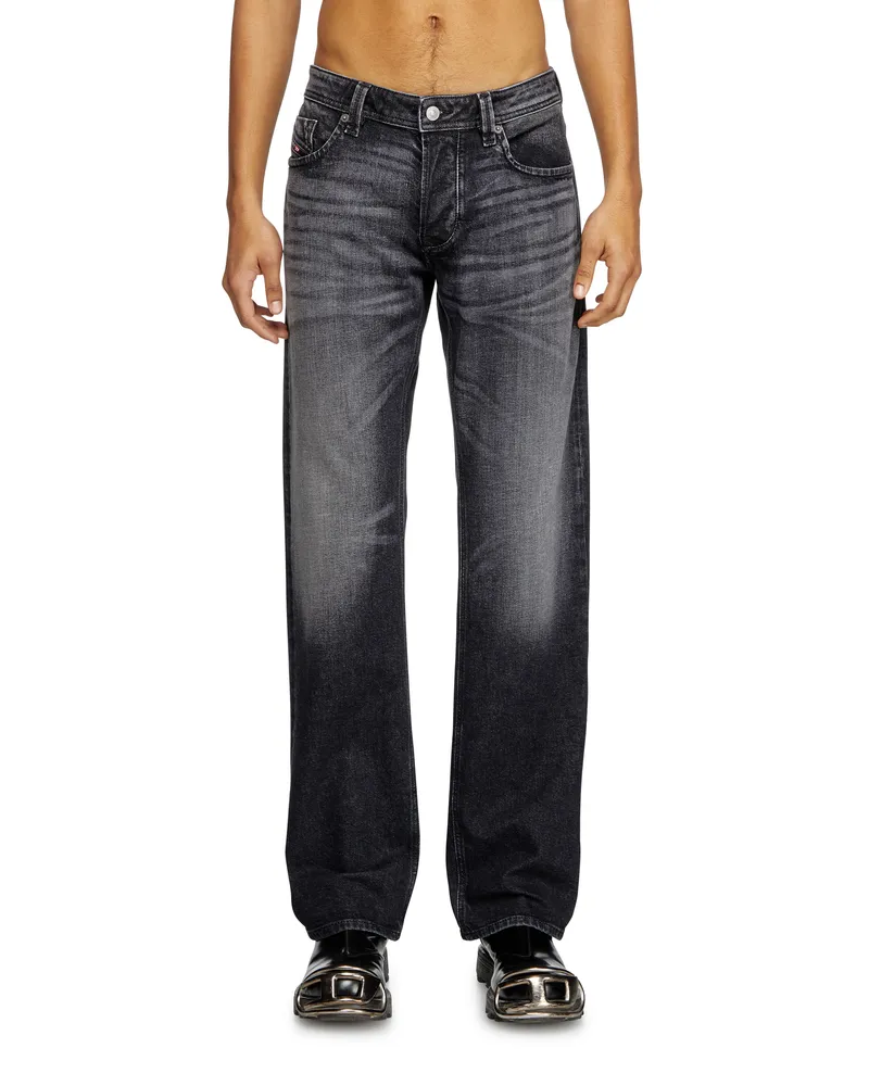 Diesel Regular Jeans Low Waist 1985 Larkee, Schwarz/Dunkelgrau, Knopfverschluss Schwarz