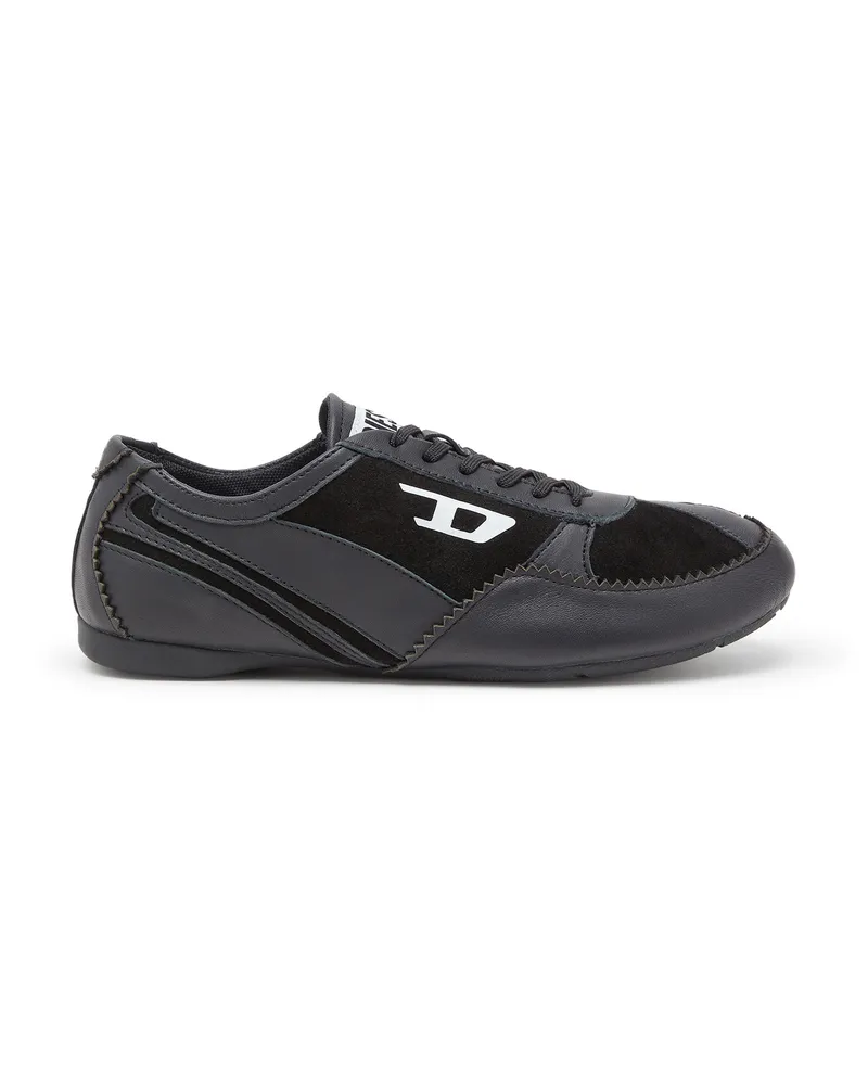Diesel D-Mile-Flat-Sneaker aus Leder und Veloursleder - Sneakers - Damen - Schwarz Schwarz