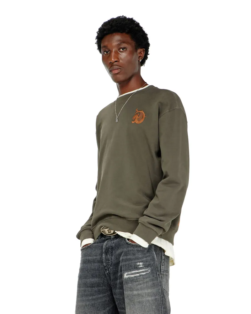 Diesel Sweatshirt mit Stickerei und Flockprint - Sweatshirts - Herren - Grün Grün