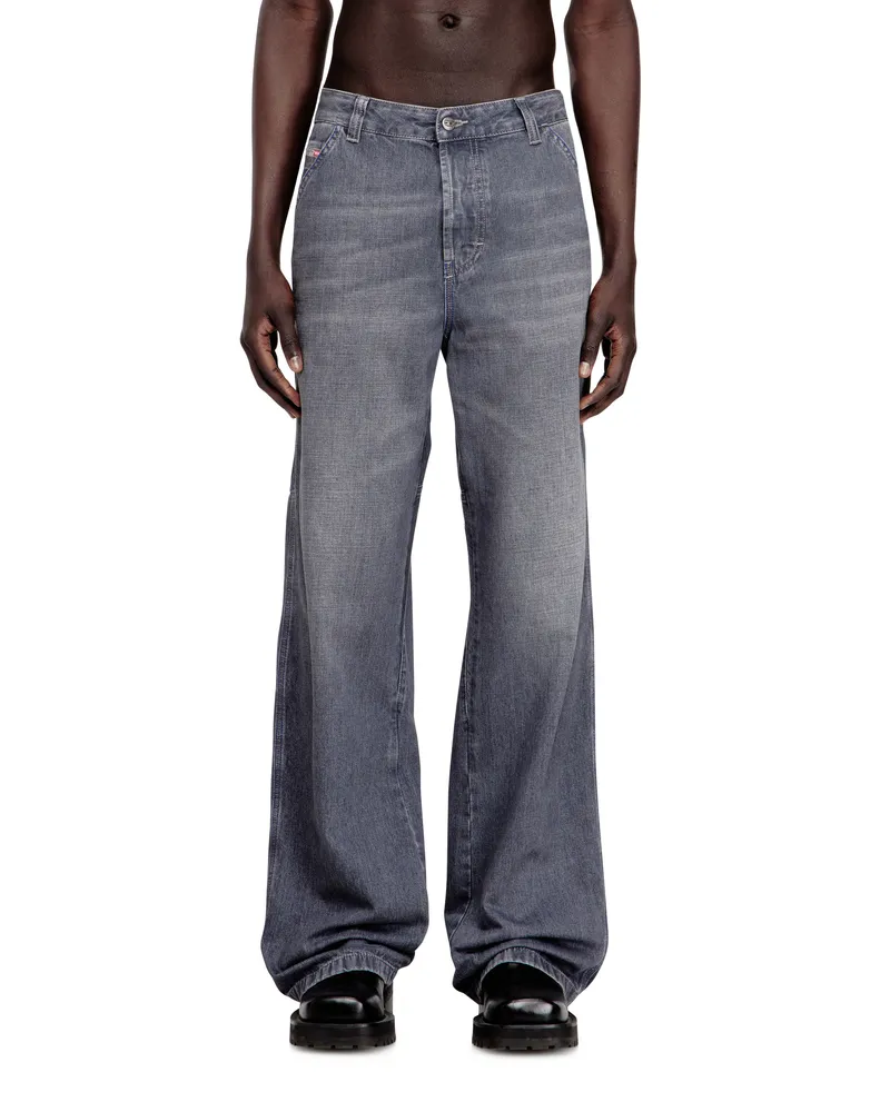 Diesel Relaxed Jeans Regular Waist D-Livery, Grau, Knopfverschluss Grau