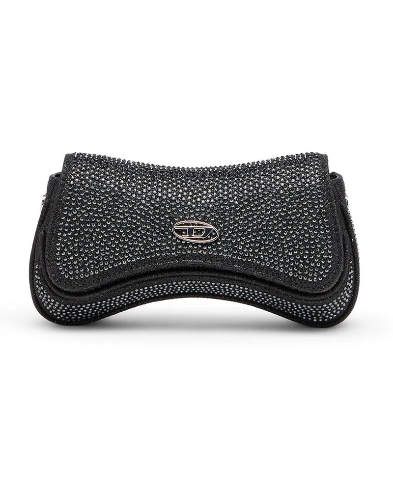 Diesel Play-Mini Crossbody-Tasche aus Crystal Lurex - Schultertaschen - Damen - Schwarz Schwarz