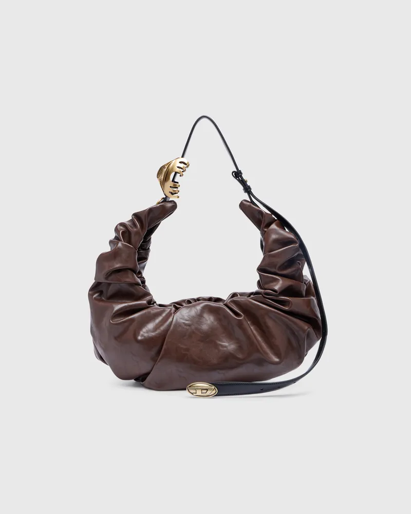 Diesel Grab-D-Große zerknitterte Hobo-Tasche - Schultertaschen - Damen - Braun Braun
