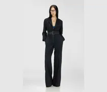 Blazer-Jumpsuit mit Gürtel aus stretch-wolle - Latzhosen - Damen - Schwarz